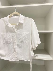 Women Button Up Crop Top