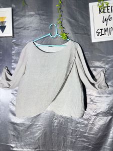 ZARA Stylish Grey Overlap Tunic Top