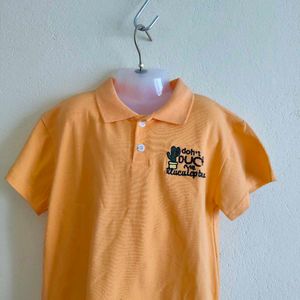 Cute Orange Polo Shirt with Cactus Design