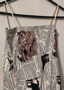 News Print Spaghetti Strap Top
