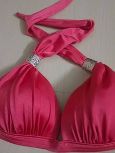 Bright Pink Bikini Top with Embellishments