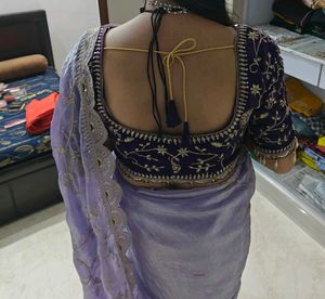 Lavender Saree with velvet blouse