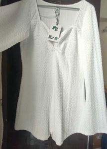 NEW Chic White Textured Long Sleeve jumpsui