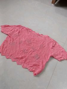 Pink Embroidered Knit Crop Top