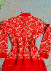 Red Patterned Cardigan