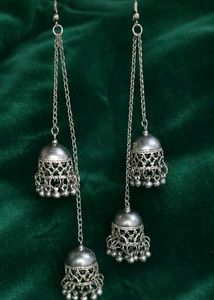 Elegant Silver Tone Jhumka Earrings