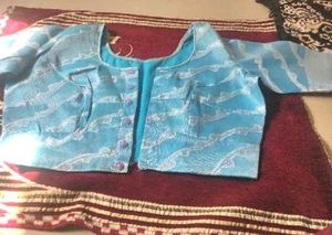 Elegant Blue Saree with Silver Border