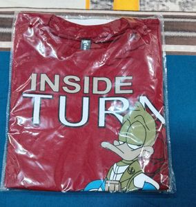 Maroon T-Shirt with Cartoon Print