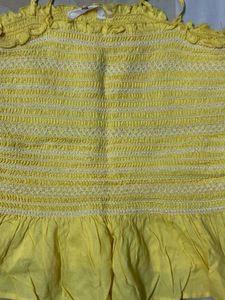 Cute Yellow Smocked Crop Top