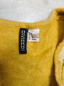 H&amp;M Yellow Argyle Cropped Cardigan