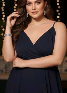 Elegant Navy Blue V-Neck Maxi Dress