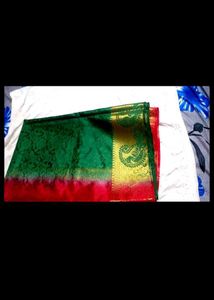 Green and Red Silk Saree