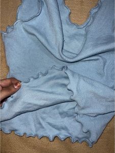 Light Blue Lettuce Trim Tank Top