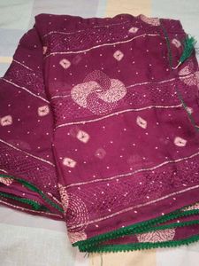 Beautiful Maroon Embroidered Saree