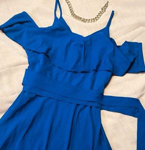 Stunning Royal Blue Cold Shoulder Dress