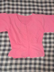Pretty Pink Button-Up Blouse