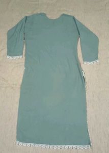 Elegant Sea Green Suit with White Floral Lace