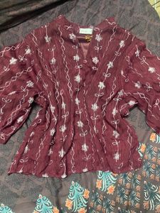 Maroon Floral Printed Kurta