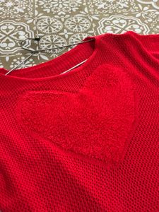 Red Knit Heart Top