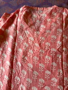 Pretty blush pink Block Print Kurta