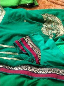 Beautiful Green Embroidered Saree