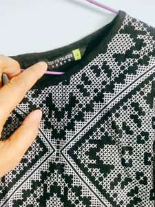 Embroidered Black Tunic Top