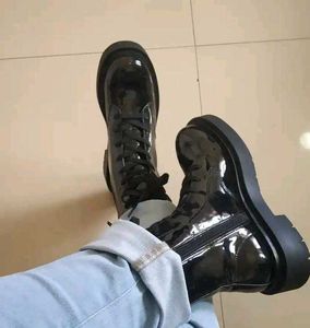 Black Patent Combat Boots