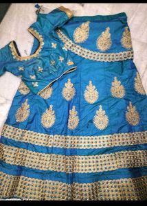 Stunning Blue Embroidered Lehenga Choli