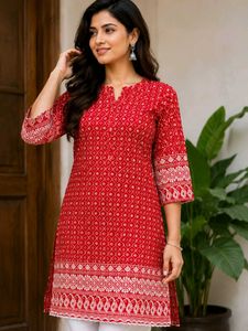Red Printed Kurta