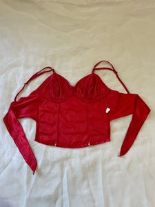 Red Velvet Corset Style Top
