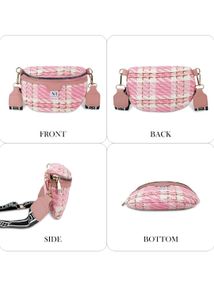 Pink Plaid Tweed Fanny Pack