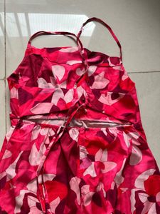 Vibrant Pink Abstract Print Dress