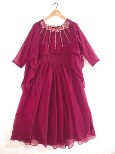 Wine Red Ethnic Gown (Women)
