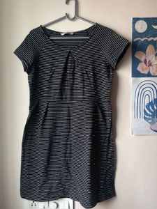 Black&White Striped Casual Dress