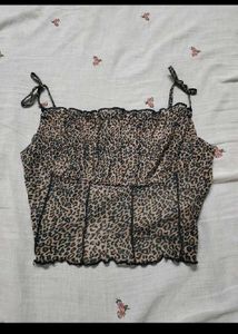 Leopard Print Smocked Camisole Top