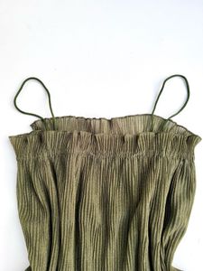 Olive Green Pleated Cami Top