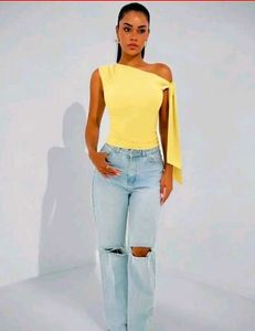 Stylish One-Shoulder Yellow Top