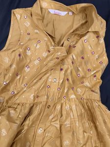 Ethnic Mustard Sleeveless Maxi dress