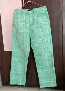 New Mint Green Bandana Print Jeans