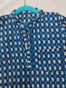 Blue Block Print Kurta