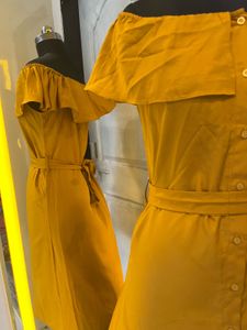 Mustard Yellow Off-Shoulder Dress
