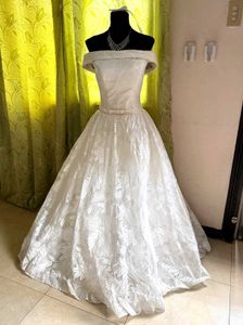 White Bridal Lehenga with Leaf Pattern
