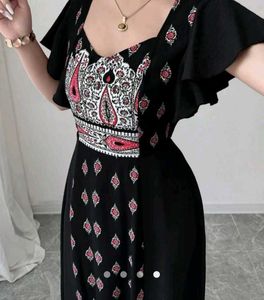 Savana Black Maxi Dress with Boho Print