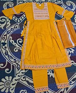 Nyra Cut Kurta Set IN Pretty Mustard Color