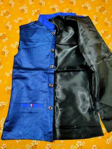 Royal Blue Nehru Jacket with White Pants