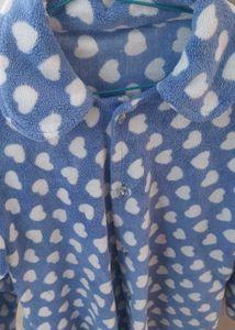 Blue Heart Print fleece co ord set