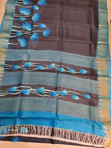 BRAND NEW TASSAR PAINTED SAREE