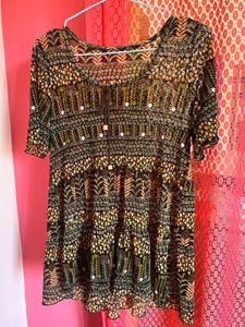 Boho Floral Print Tunic Top