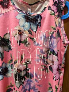Pink Floral "Let's Rock This Day With Love" Top