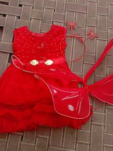 Red Embellished Party Gown